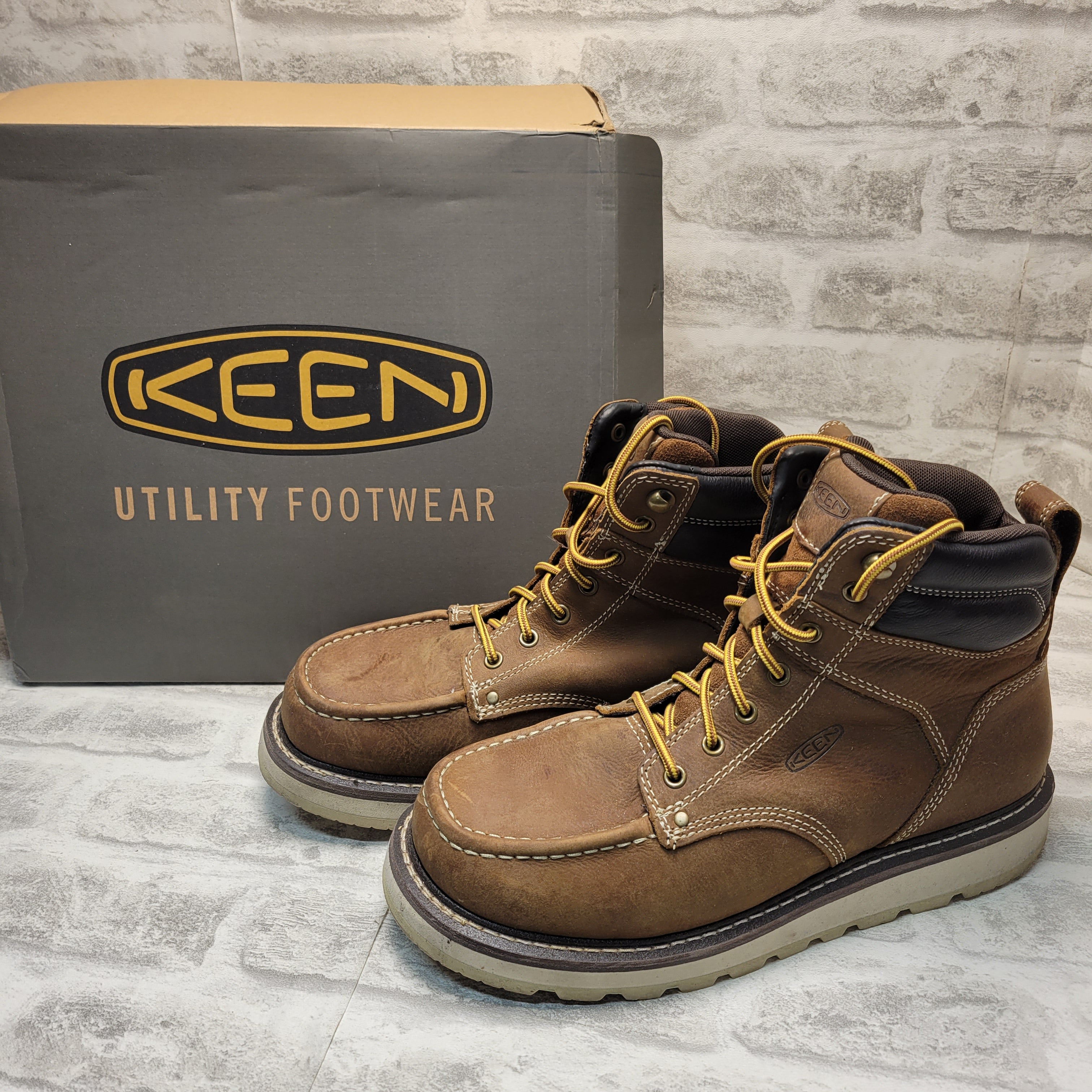 KEEN Utility Men's Cincinnati 6” Soft Toe Wedge Work Boots 10.5, Brown (7884712345838)